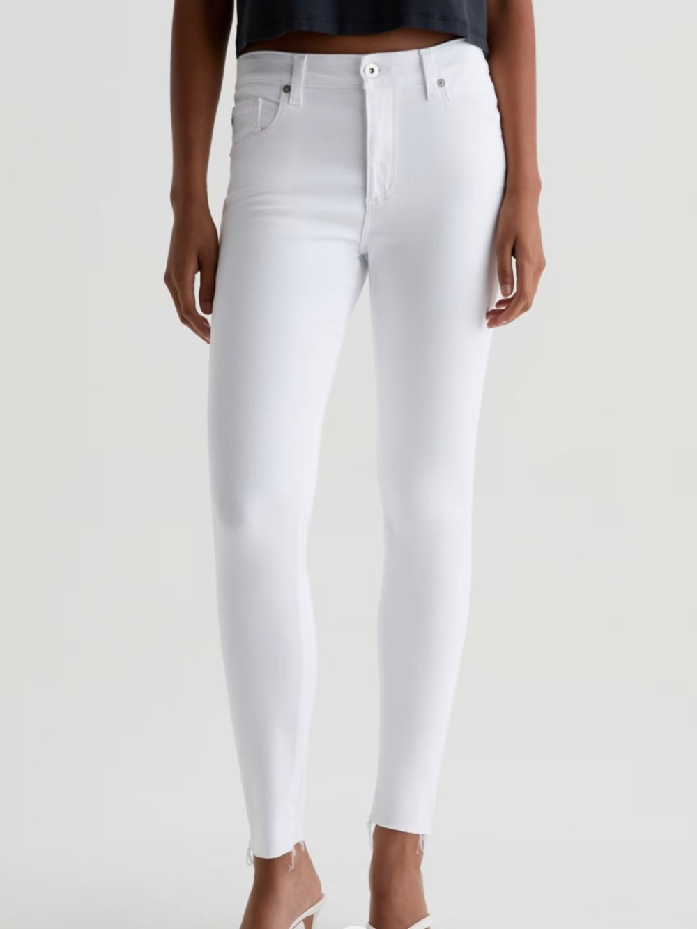 AG Denim Farrah Skinny Mid-Rise Ankle Jean - White